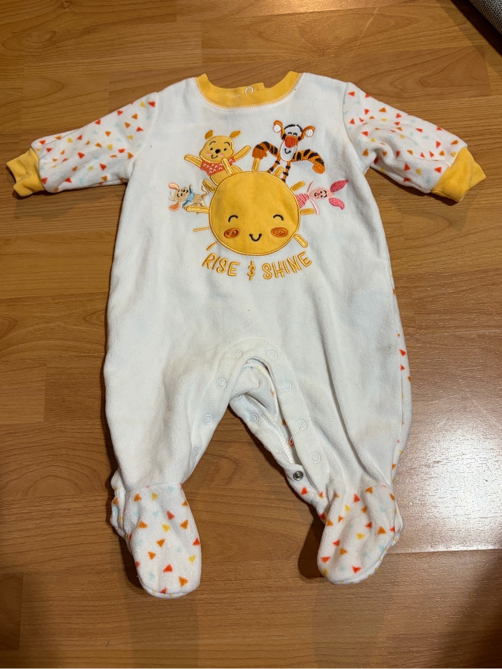 Disney White and Yellow 'Rise & Shine' Sun Sleeper Footie